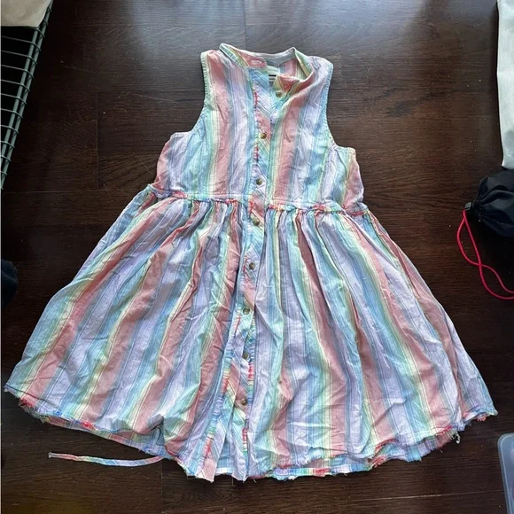 Urban Outfitters Suki Sleeveless Button Front Rainbow Striped Dress XS - Picture 3 of 8